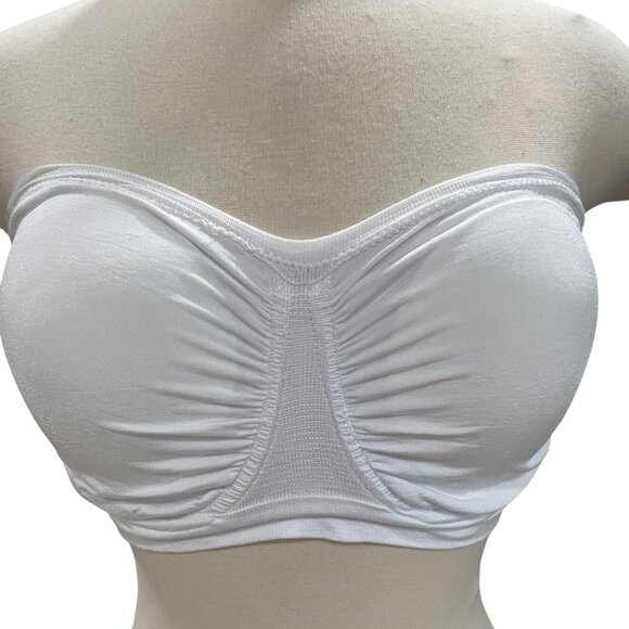 Rhonda Shear Strapless Bandeau Bra White Seamless Tube Top Padded Medium M - Picture 3 of 7